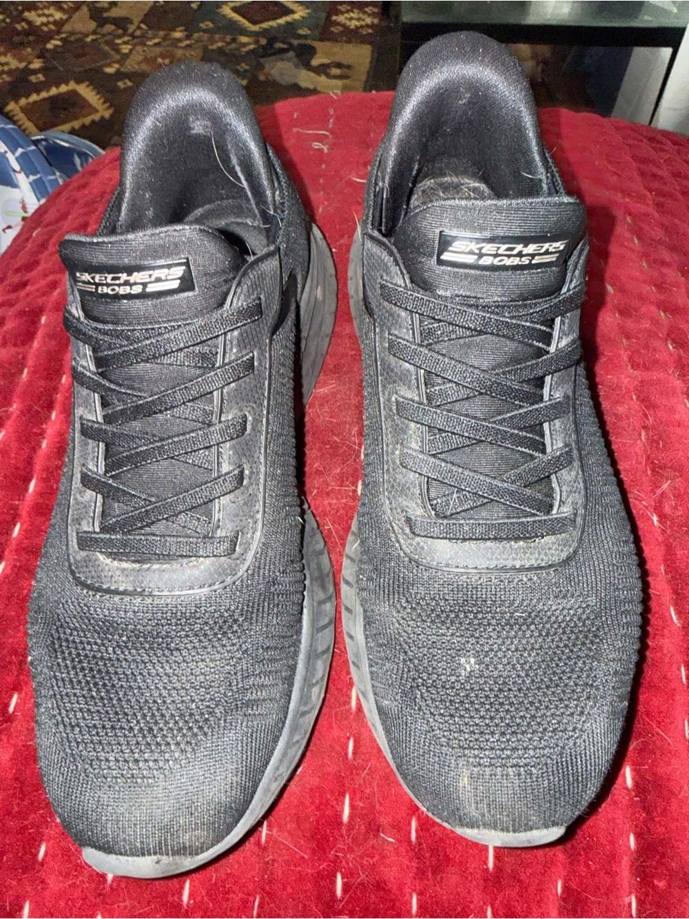 Skechers Black Knit Slip-On Athletic Sneakers